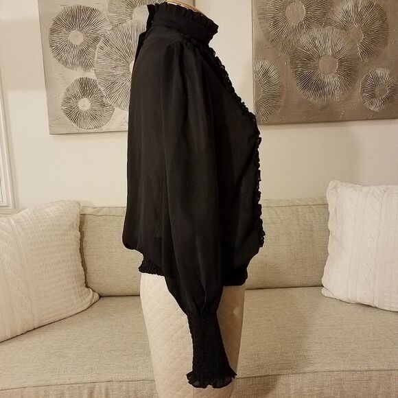 FRAME Ruffle Front Smocked Blouse - Picture 3 of 8